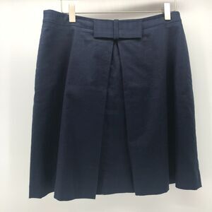 Ann Taylor LOFT Skirt Womens 6 Blue A Line Pleated Bow Front Mini Cotton Stretch